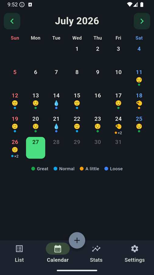 Monthly calendar