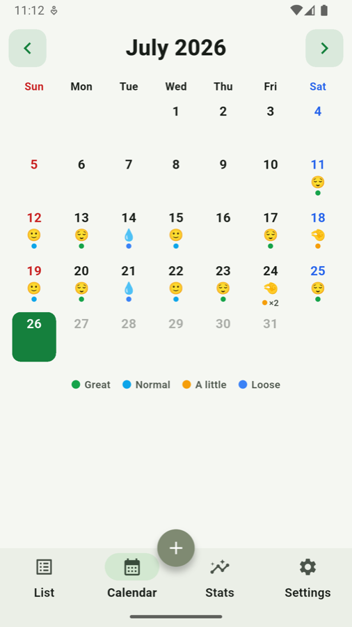 Monthly calendar